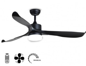 Plafonski ventilator SA SVETLOM CRNI