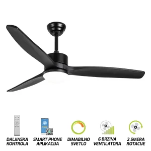Plafonski ventilator SA SVETLOM B kontrola-daljinski i app