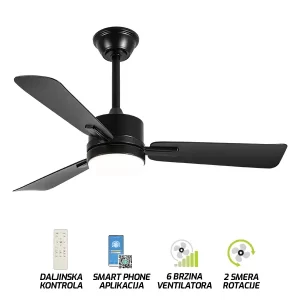 Plafonski ventilator sa svetlom107 BK